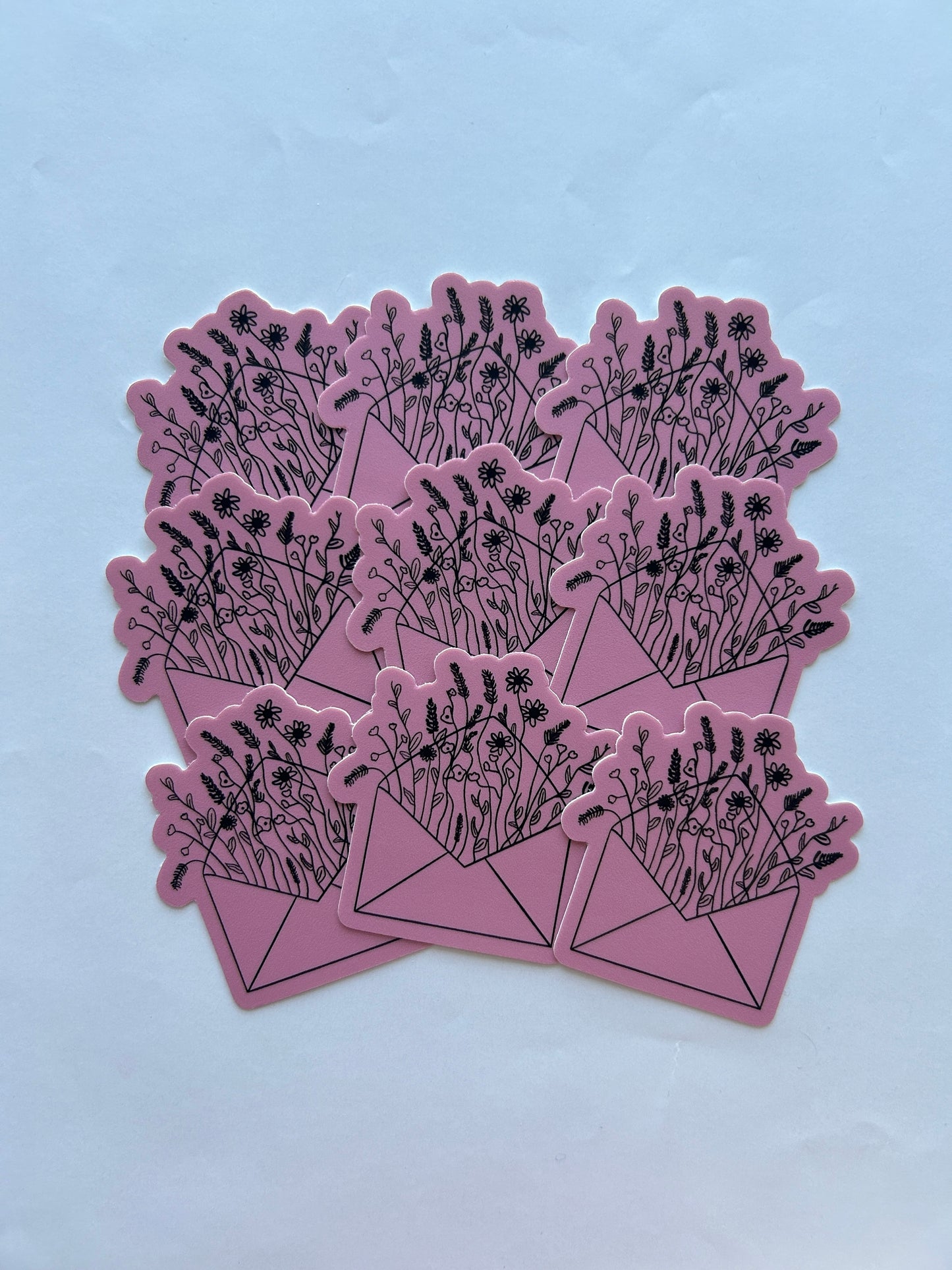 Pink Wildflower Envelope Vinyl Sticker/Matte/Weatherproof/Decal