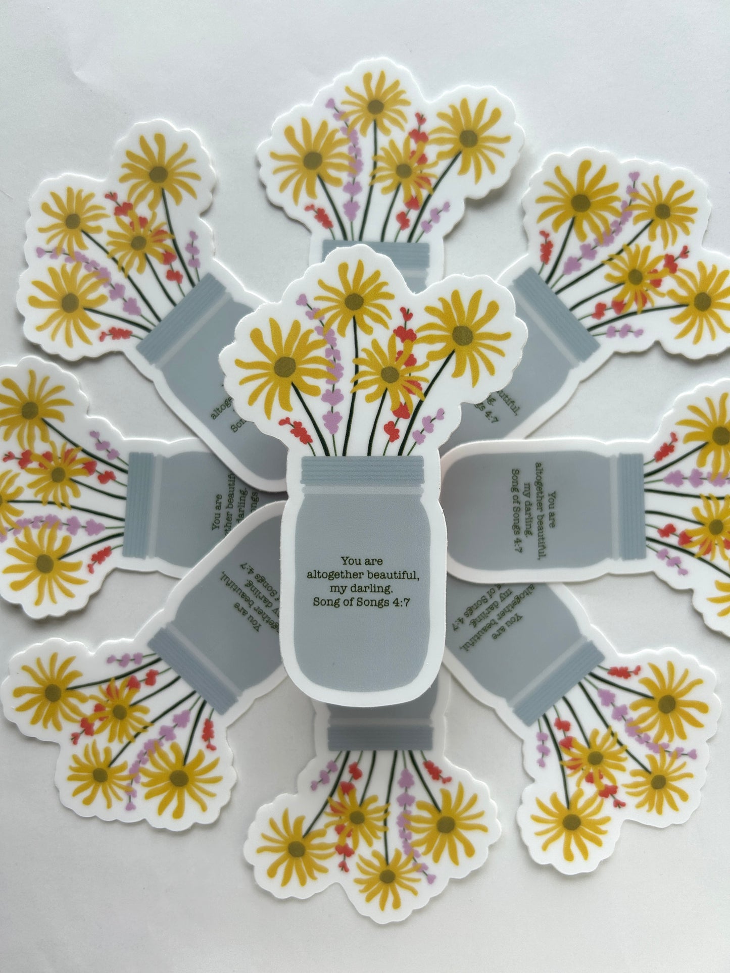 Song of Songs 4:7 Floral Vinyl Sticker/Matte/Weatherproof/Decal