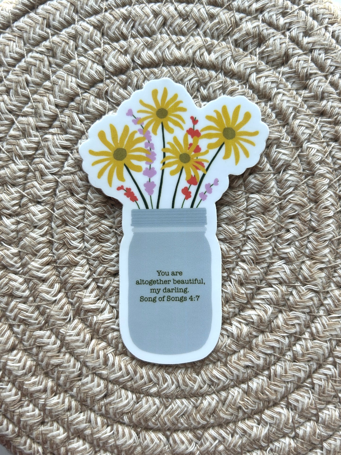 Song of Songs 4:7 Floral Vinyl Sticker/Matte/Weatherproof/Decal