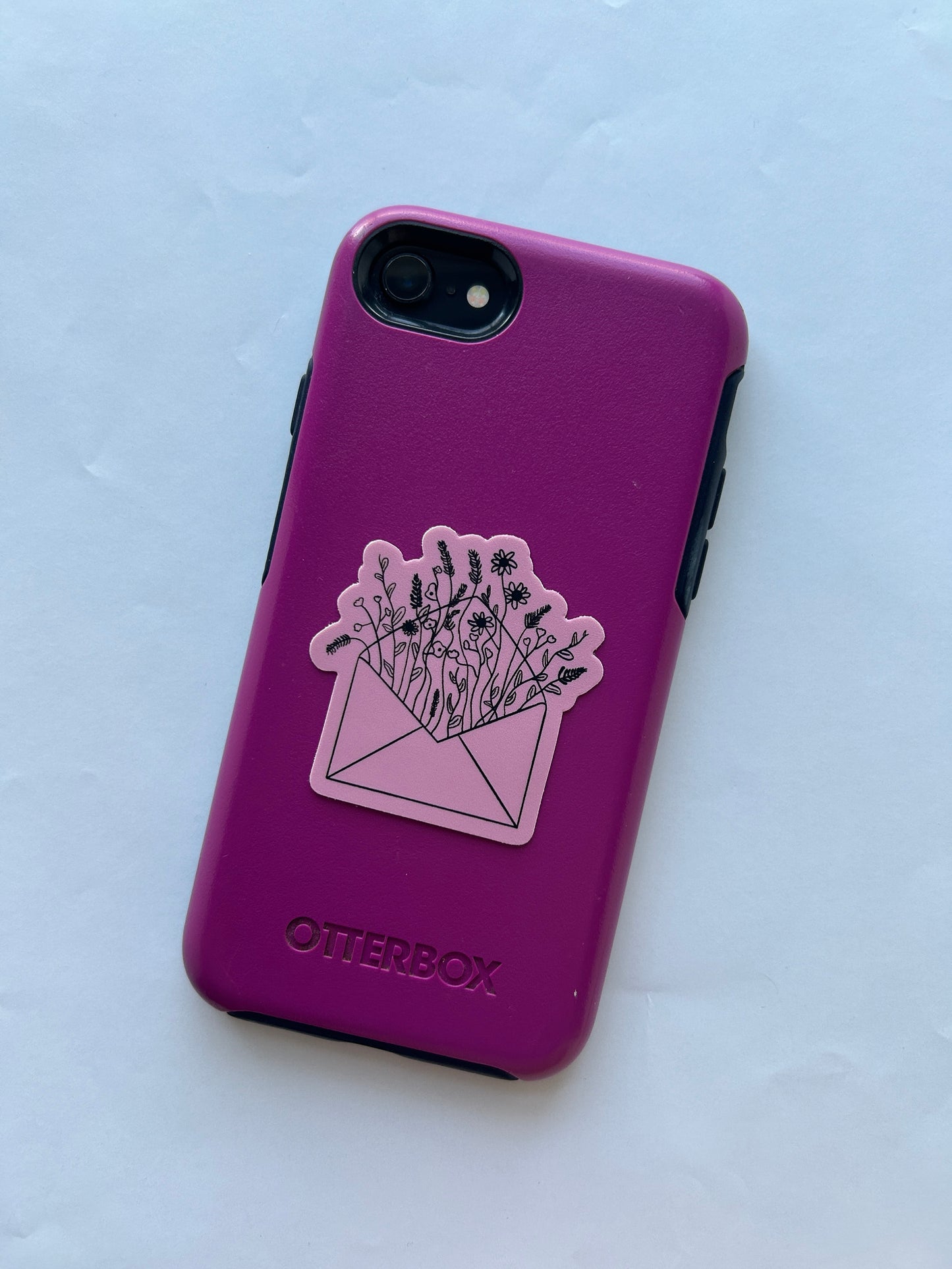 Pink Wildflower Envelope Vinyl Sticker/Matte/Weatherproof/Decal