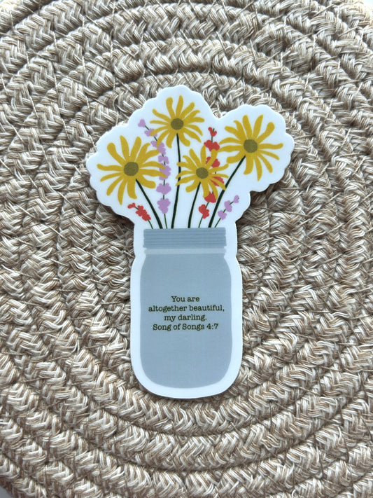 Song of Songs 4:7 Floral Vinyl Sticker/Matte/Weatherproof/Decal